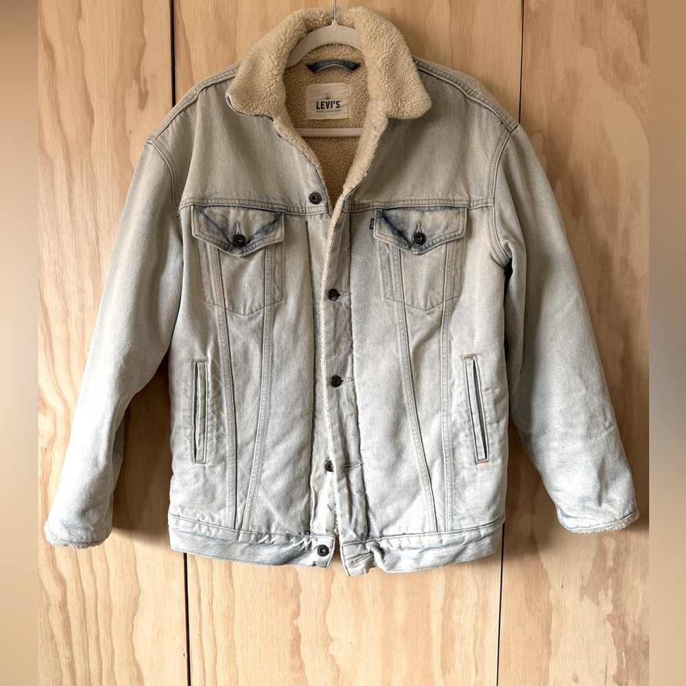Levi’s Made & Crafted Women’s Denim Sherpa Jacket Acid Wash- Medium